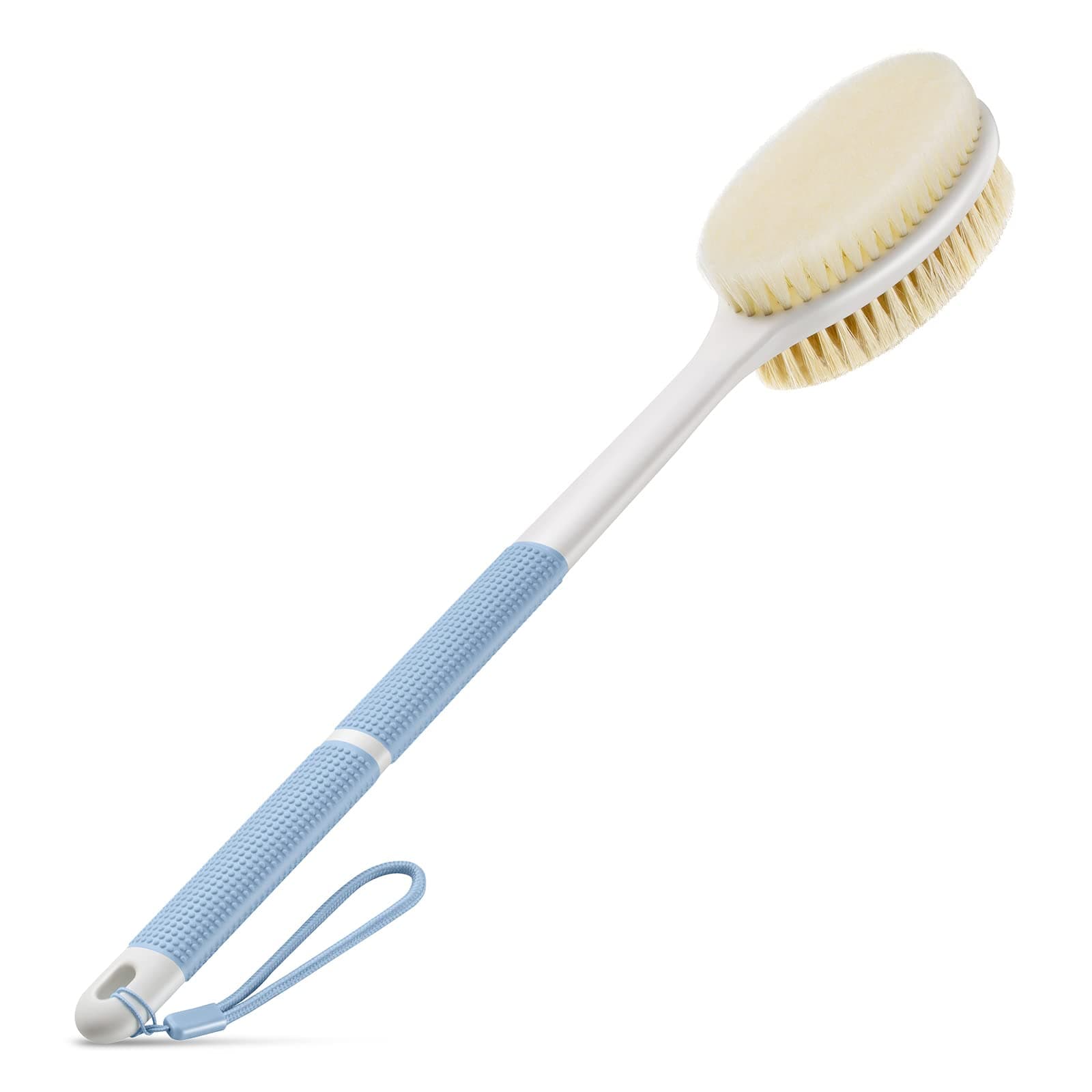 Back Scrubber Anti Slip for Shower,Back Brush Long Handle with Stiff and Soft Bristles,Body Exfoliator for Bath or Dry Brush