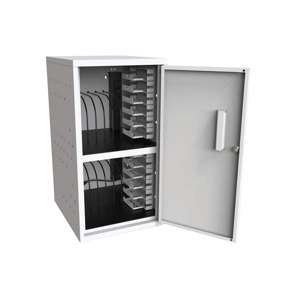 12 Capacity Secure Tablet Charging Box with mounting hardware for drywall Surfaces Included.