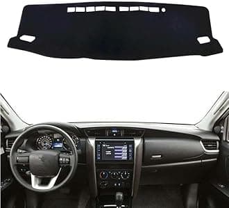 Car Dashboard Cover Anti-Scratch Dash Cover Interior Dash Covers - for Toyota Fortuner SW4 2016 2017 2018 2019 2020 2021 2022 2023, Black(Red Edge), Left Hand Drive