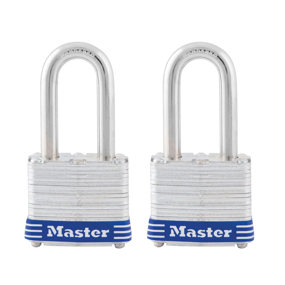 Master Lock 3TLF Laminated Steel Padlock with Key, 2 Pack Keyed-Alike