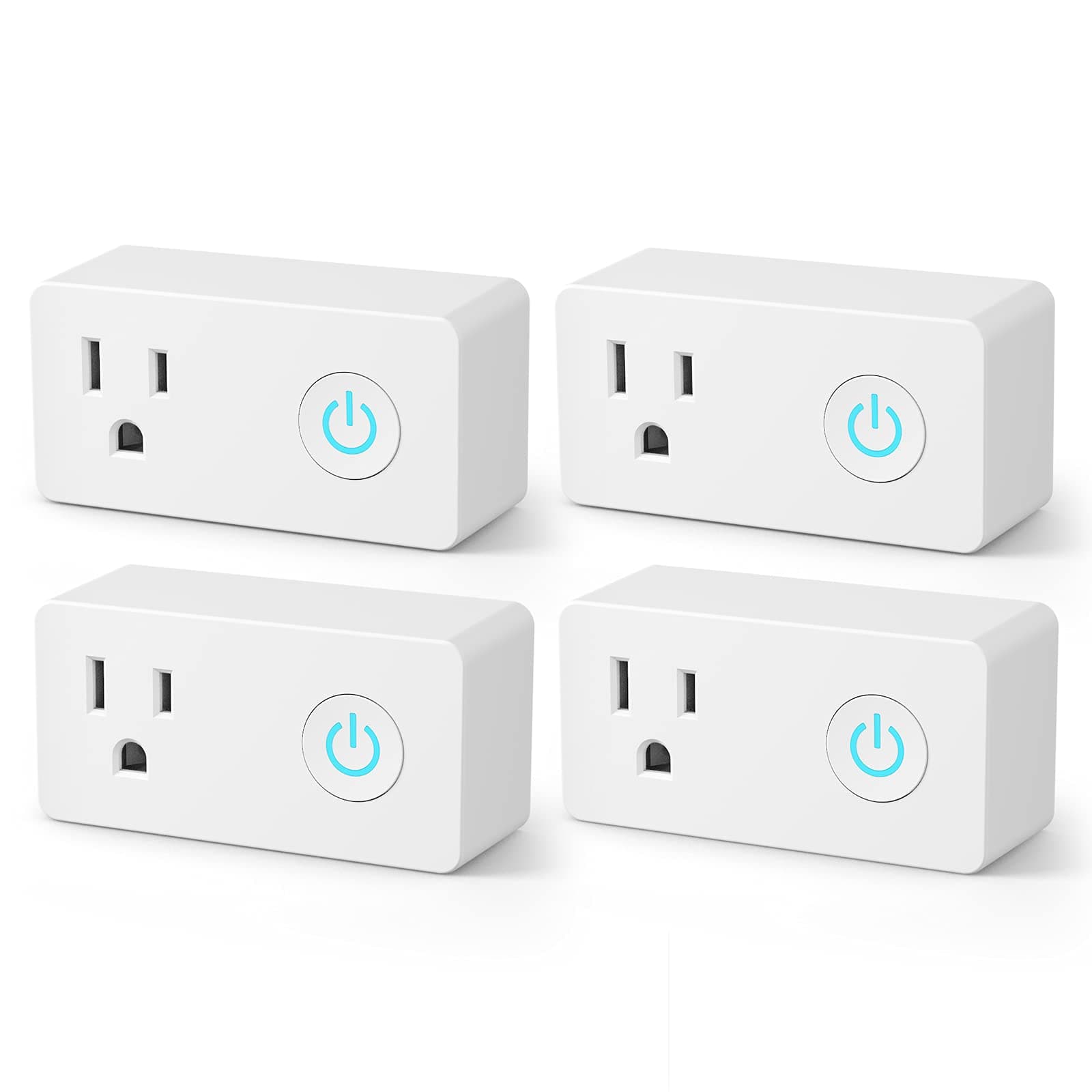 WiFi Heavy Duty Smart Plug Outlet, No Hub Required with Timer Function, White, Compatible with Alexa and Google Assistant, 2.4 Ghz Network Only (4 Pack)