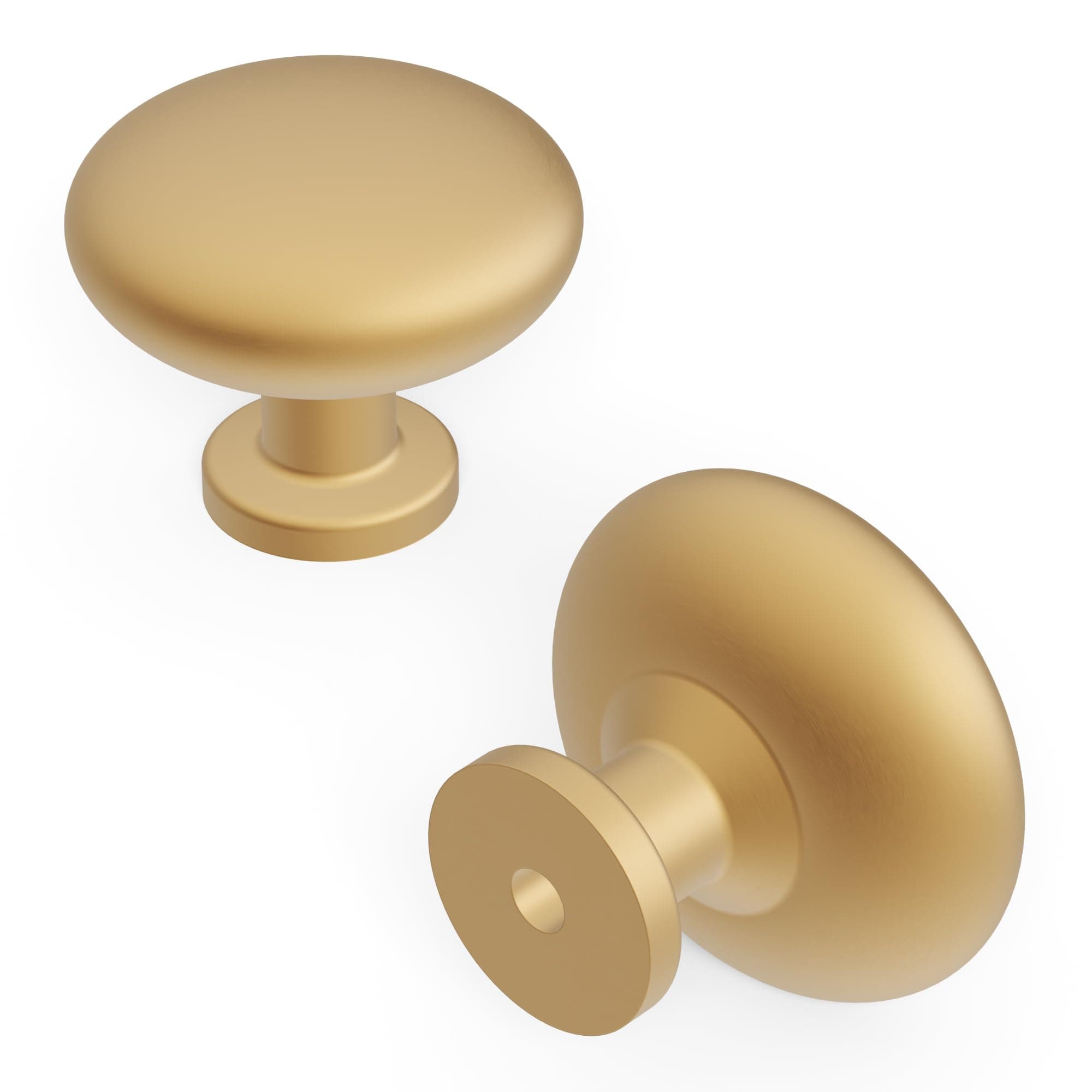 Basics Collection Knob 1-1/8 Inch Diameter Brushed Brass Finish (10-Pack)
