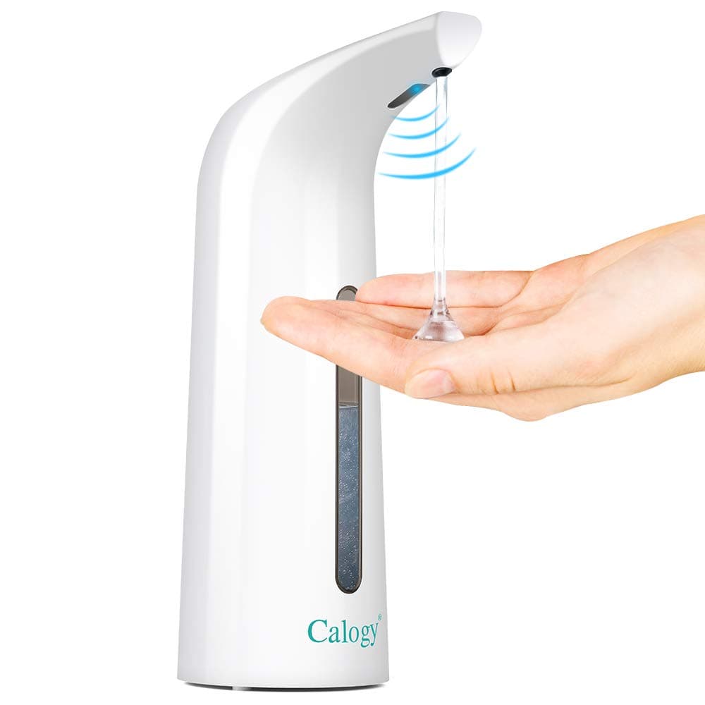 Calogy Infrared Sensor Soap Dispenser, Waterproof Automatic Soap Dispenser Touchless Electric Pump for Kitchen Sink, Bathroom and Shower- 14 OZ / 400 ML - White