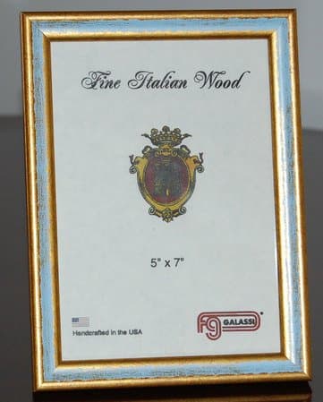 Rustic Light Blue and Gold Italian Frame (5" X 7")