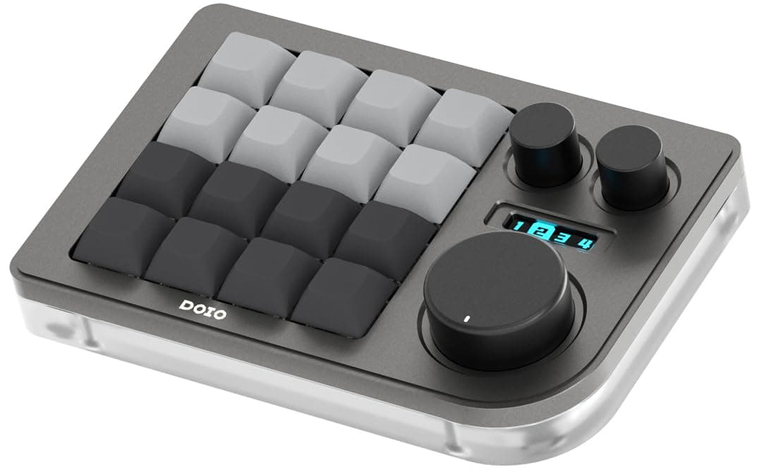 KEEBMONKEY Megalodon Triple Knob Macro Pad Programmable Designer Mini Keyboard 16 Keys (Grey)