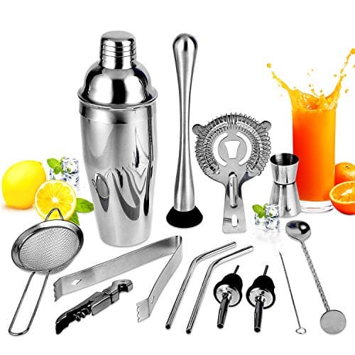 Cocktail Set, Bartender Kit, 13 Pcs Barware Sets, Stainless Steel Bar Tool Set, Cocktail Making Set, Cocktail Gift Set Stainless Steel Bartending Tool Set, Perfect for Christmas Gift.