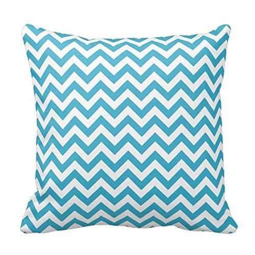 Yummy Bears Home Style Chevron Pattern- Aqua Blue White Chevron Pattern Throw Pillow Cover