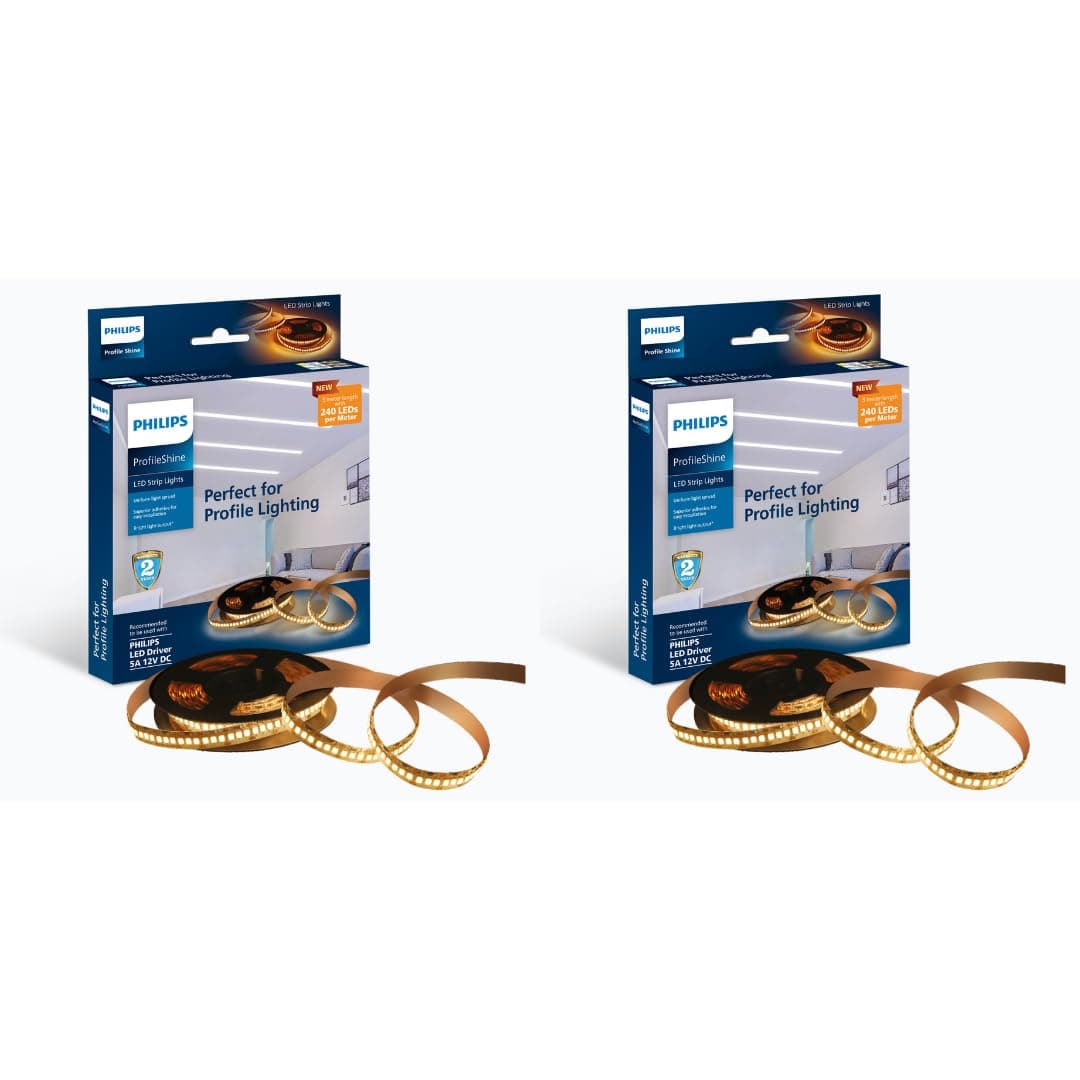 Polycarbonate LED Profile Light for Ceiling|5-Meter LED Strip Light for Home Decoration|Profile Shine, Warm White|Pack of 2 (Driver Required Separately)