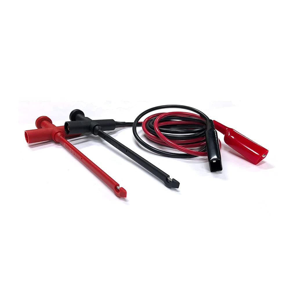 E-Z-HOOK Insulation-Piercing Macro-Hook Adapter to Standard Alligator (Crocodile) Clip 18" Test Lead (18 AWG PVC) - Set of 2: Red, Black (619XEL-18R/B)