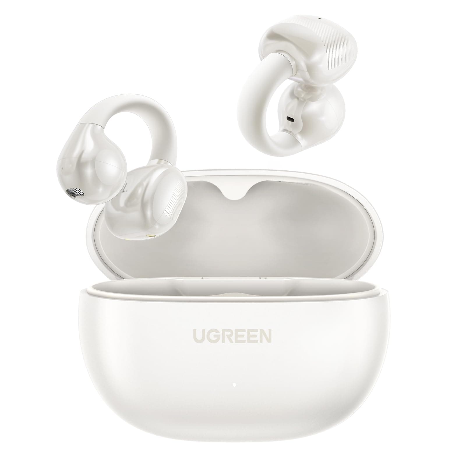 UGREEN HiTune S3 Open Ear Earbuds Bluetooth 5.4 Clip On Wireless Headphones ENC Mic for Clear Calls 30H Playtime IPX5 Waterproof Earphones for Running Workout, Cyclists, Compatible with iPhone, White