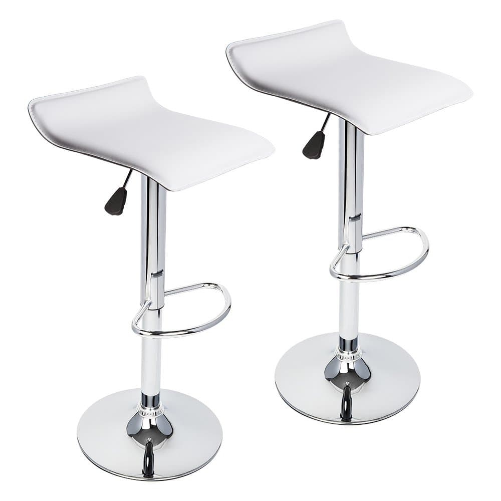 GotHobby 2 Pcs White Modern Bar Stool Pub Counter Adjustable Swivel Low Profile Chair