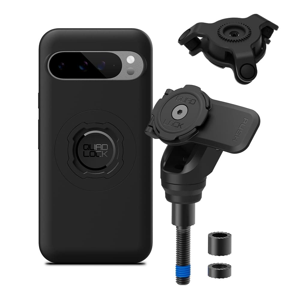 Quad Lock Handlebar Clamp PRO Motorcycle Phone Mount with Vibration Dampener and MAG Phone Case for Pixel 9 Pro XL