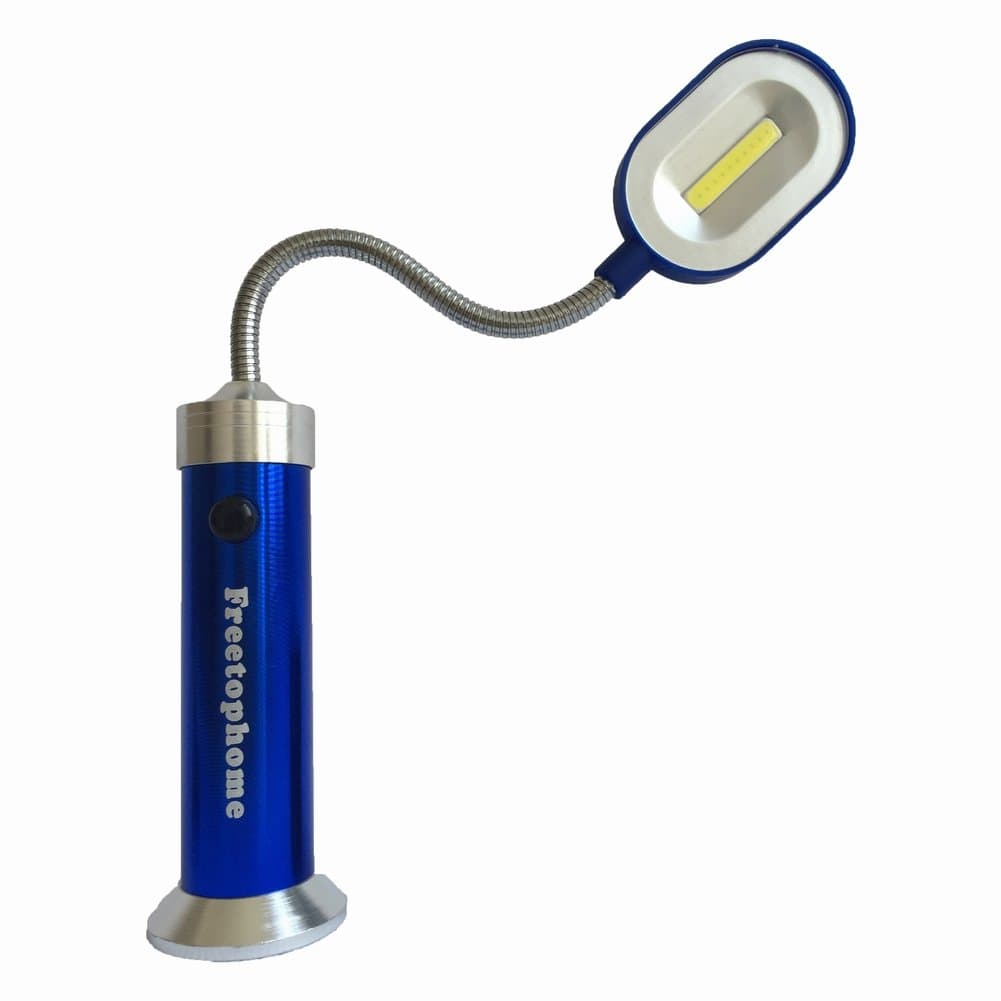 Flashlight Magnetic Lamp,3W LED COB Magnet Light,AAA Battery Operated,Mini,Aluminum,Blue