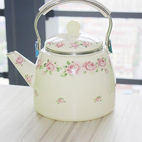 Tea Kettle 3.3 Quart Tea Pot Stainless Steel Tea Kettle for Electric Gas Stovetop Cool Cute Modern Tea Kettle Stove Top Teapot Hot Water Small Retro Metal Enamel Surface (pink)