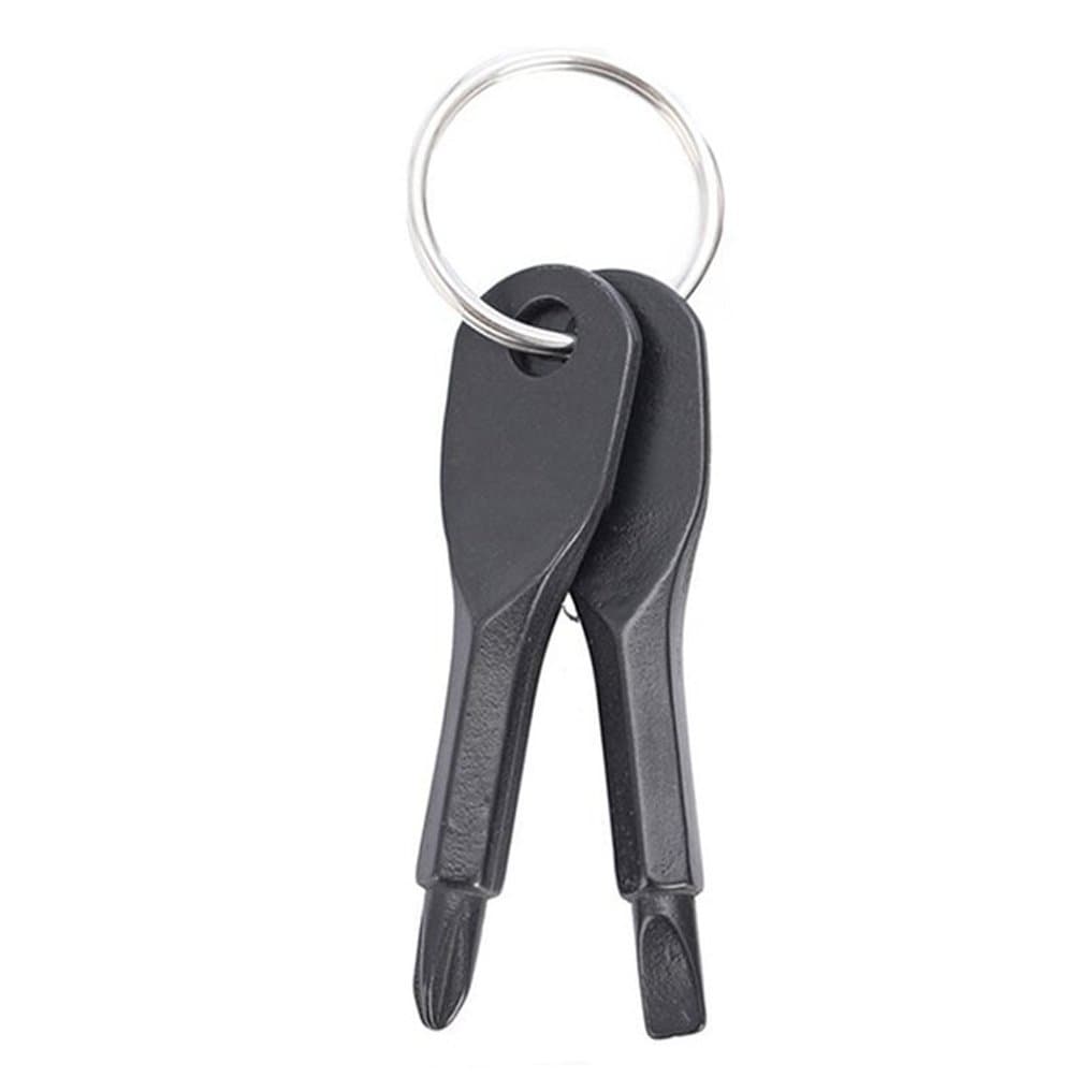 Screwdriver Keychain Mini Multifunction Pocket Tool Set 2 (Black)