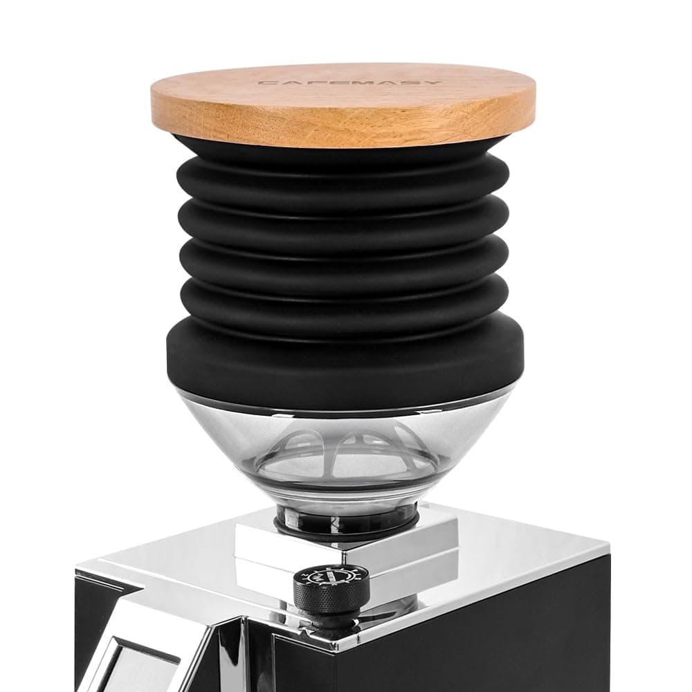 CAFEMASY Single Dose Hopper Bellows Compatible with Eureka Mignon Model Coffee Grinder Clear Bean Hopper with Wood Lid and Air Blower for Cleaning Coffee Grounds