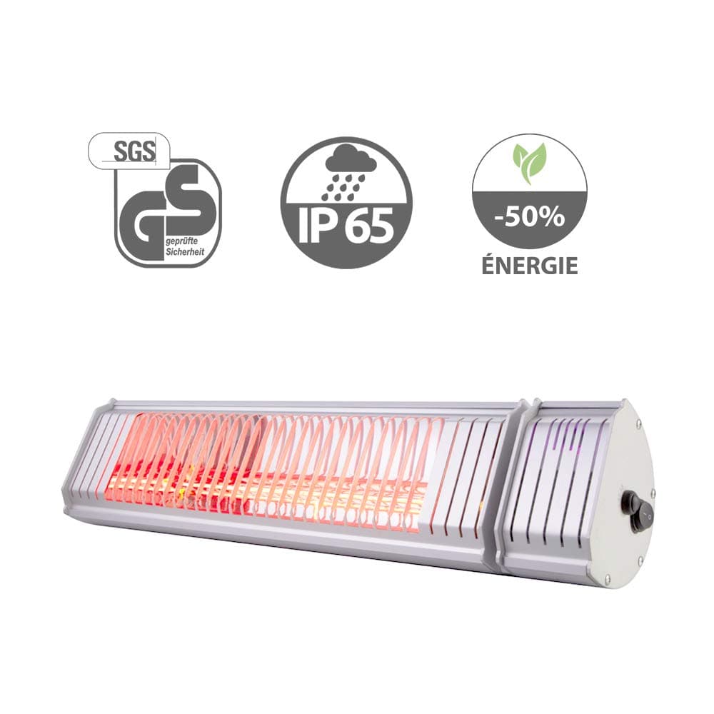 GREADEN - Halogen wall mounted radiator NEPTUNE 2000W swivel - Remote control & smartphone - ULG Gold Lamp - Patio heater - Deck heater - GR2RM3-E