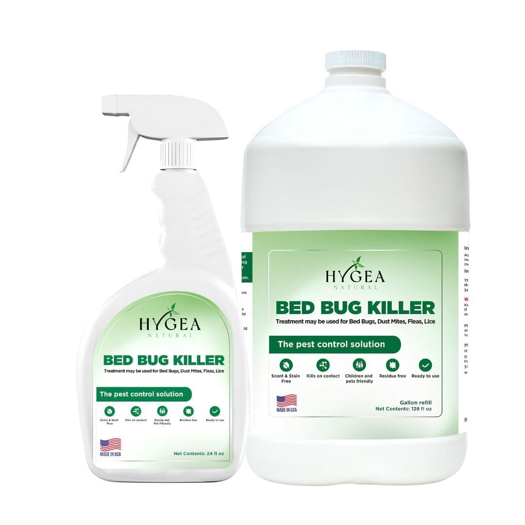 Bed Bug & Lice Elimination Duo - Includes 24 Ounce Lice, Bed Bug & Mite Spray & 128 Ounce Refill - Child & Pet Friendly - Stain & Odor Free Spray