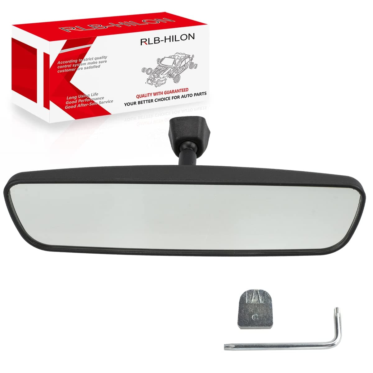 RLB-HILON 10.6” Rear View Mirror, Universal Fit Type, Compatible with Jeep Wrangler Kia Optima Soul Sorento Nissan Rogue Altima Toyota Corolla Camry Tacoma Ford F150 Focus Honda Civic Accord And More