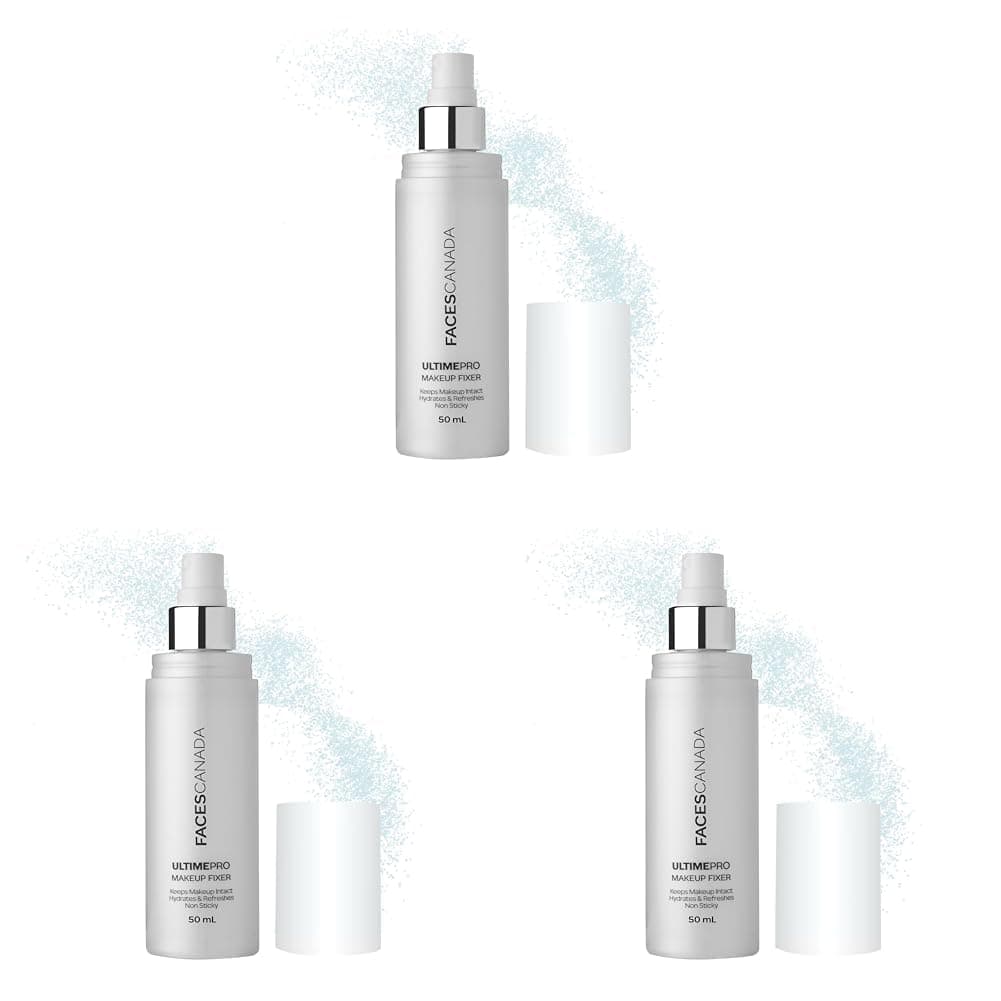 FACESCANADA Ultime Pro Makeup Fixer, 50 Ml | Long Lasting Makeup Setting Spray | Keeps Makeup Intact | Hydrates, Soothes & Refreshes Skin | Hyaluronic Acid & Vitamin E Enriched | No Alcohol, 3 Pieces