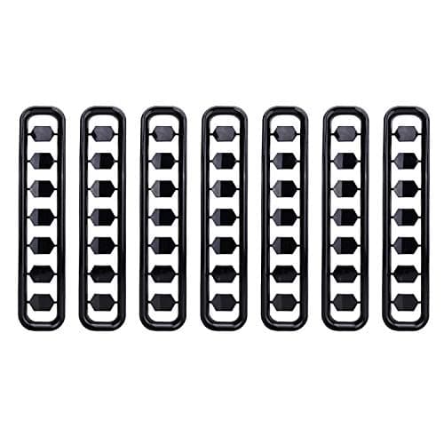 Aochuang 7pcs Gloss Black Honeycomb type Front Grille Cover Insert Mesh Grill Shell For Jeep Wrangler TJ 1997-2006