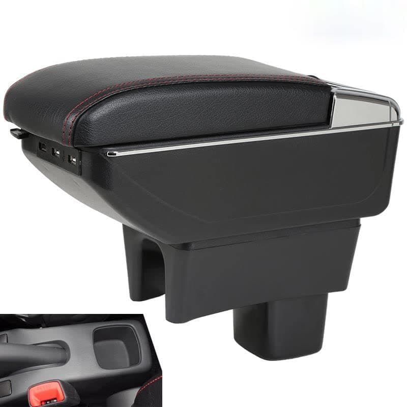 Leather Car Center Console Armrest Storage Box Compatible with Suzuki Swift 2005~2008 2009 2010 2011 2012 2013 2014 2015 2016 2017 2018 2019 2020 2021 2022 2023(Black with 7 USB)