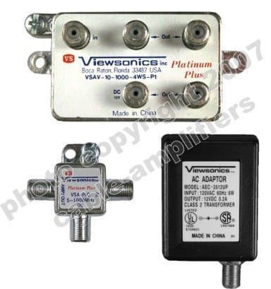 Viewsonics 4-Port Passive Return Signal Amplifier To Split OTA Antennas To Multiple Devices (VSAV-10-1000-4WS-PI) - cableTVamps