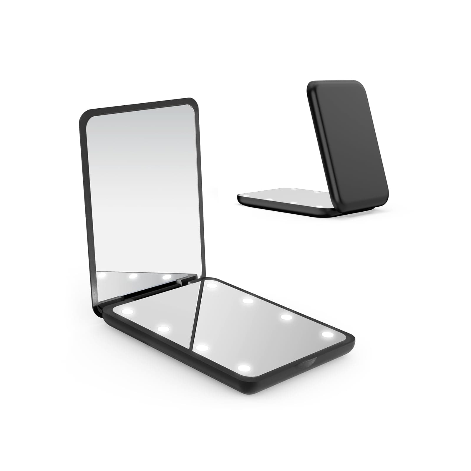 WOBSION Compact Mirror, Small Makeup Mirrors with Light for Travel, LED Pocket Mirror for Purse and Handbag, 1x/3x Magnifying Handheld Mirrors, Folding, Portable, Gifts for Women, Black