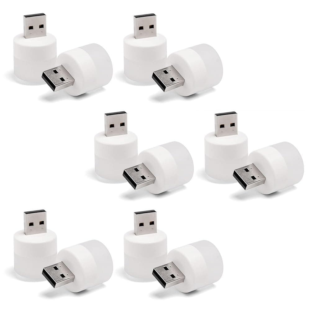 12 Pcs USB Night Lights - Mini Compact Lamps, Round, Portable LED, Suitable for Bedroom, Corridor, Kitchen - 6 Warm, 6 White