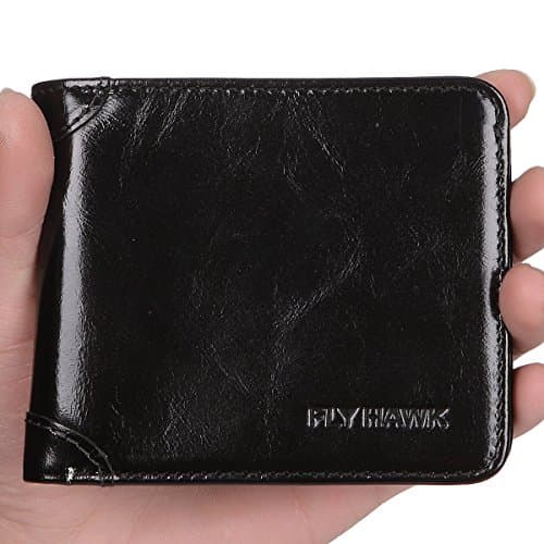 FlyHawk RFID Blocking Top Italian Genuine Leather Wallets for Men, Slim and Thin