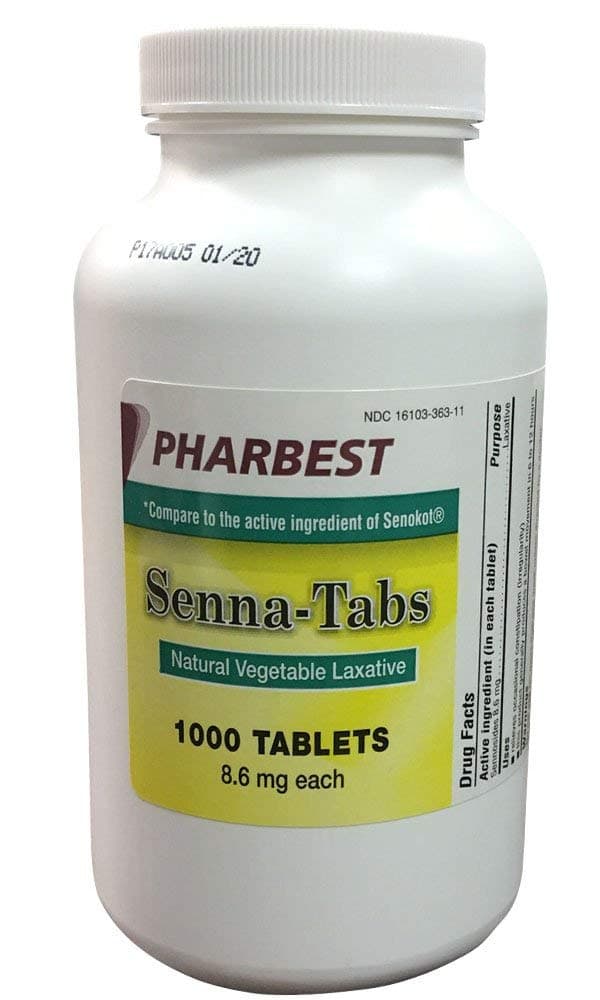 Senna 8.6 Mg Natural Vegetable Laxative 1000 Count Tablets