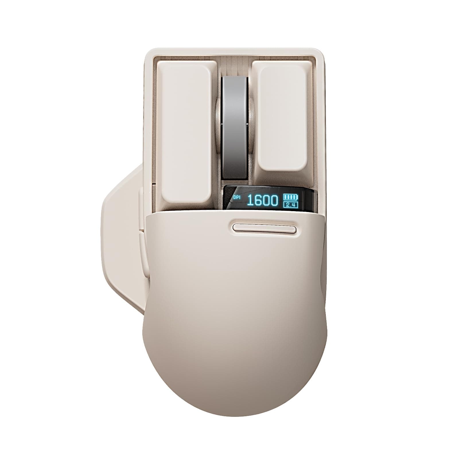 LOFREE Touch PBT Wireless Mouse with USB Receiver, Bluetooth, Wired Connection, Rechargeable, 4000 DPI with OLED Screen Compatible with Glass Surface for Mac Windows PC Notebook/Tofu White 2025