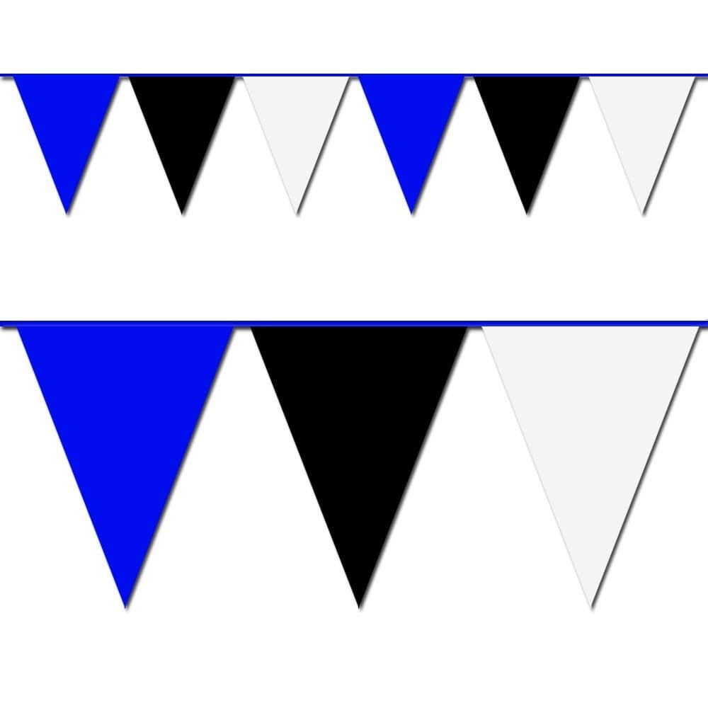 100' Blue, Black & White Pennant Flag