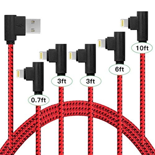 Certified Lightning Cable,iPhone Charger 5 Pack(0.7FT/3FT/3FT/6FT/10FT) Extra Long Nylon Braided USB Charging&Syncing Cord Compatible with iPhone 12/11/Pro/Xs Max/XS/XR/7/7Plus/X/8/8Plus/6S Plus