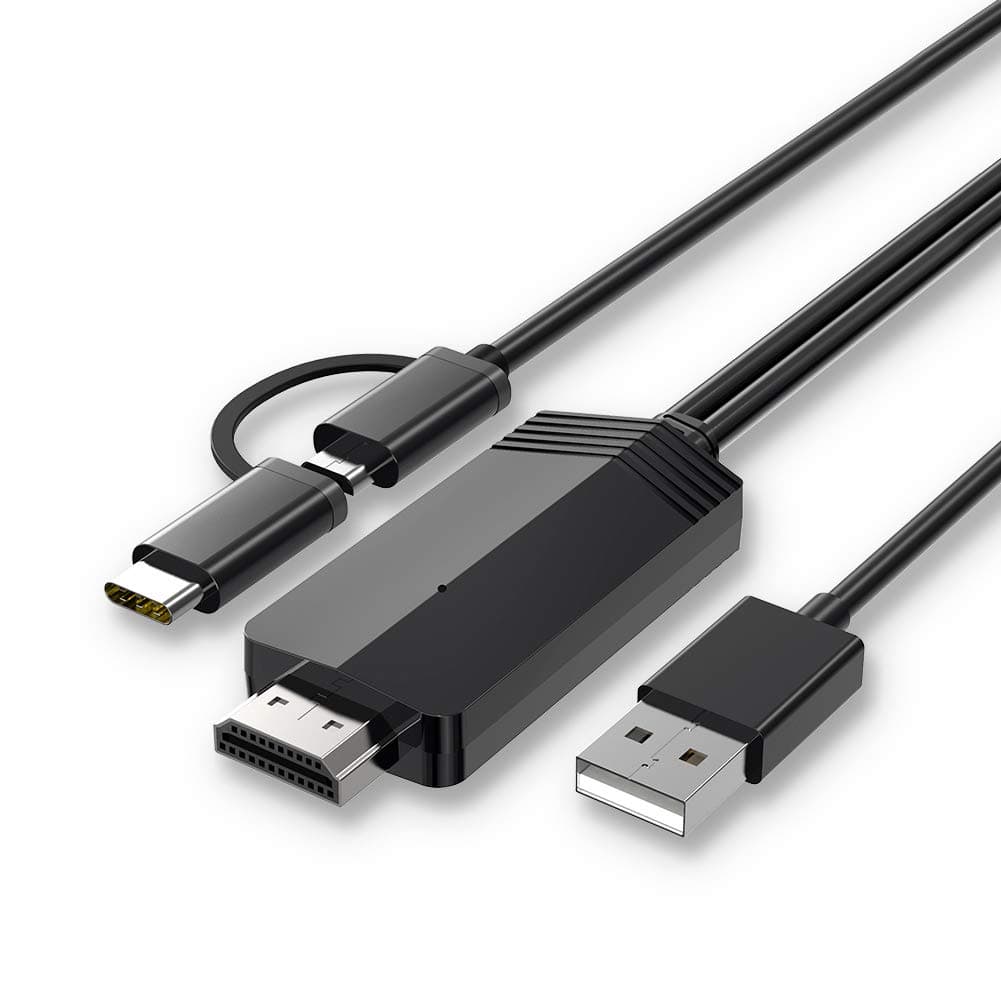 2-in-1 USB Type C/Micro USB to HDMI Cable 6.6ft, Weton MHL to HDMI Adapter 1080P HD HDTV Mirroring &Charging Cable, Digital AV Video Adapter for All Android Smartphones to TV/Projector/Monitor