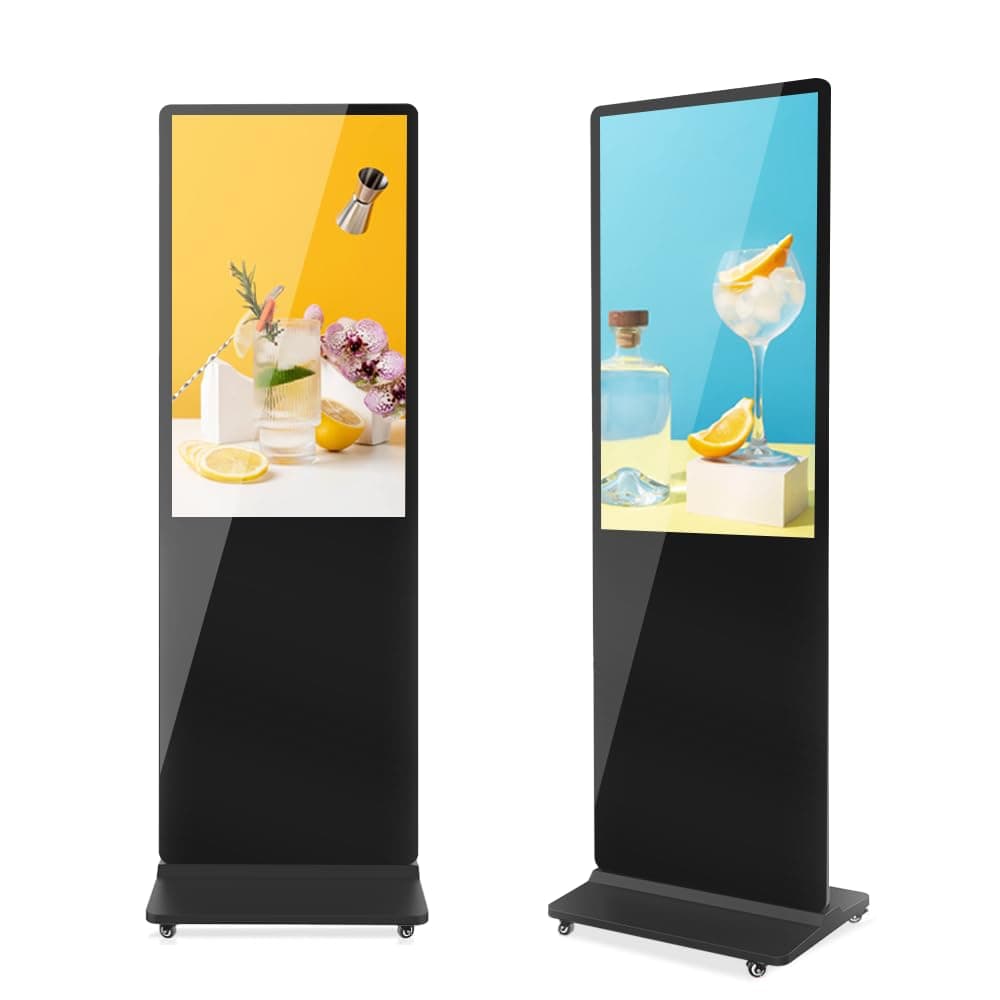 43 Inch Digital Display Screen, 4K UHD Touch Screen Kiosk with Auto Media Player, LCD Digital Signage Display Totem, Interactive Floor Standing Signage for Advertising & Retail Store