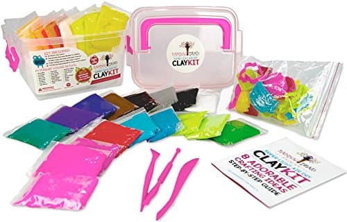 Rainbow Braid Air Dry Clay Modeling Magic Craft Kit for Kids, Children, Preschoolers - 24 Vibrant Quick Dry Colors w/ Molds, Tools, Sculpting Supplies & Step-by-Step Instruction Booklet in Kit