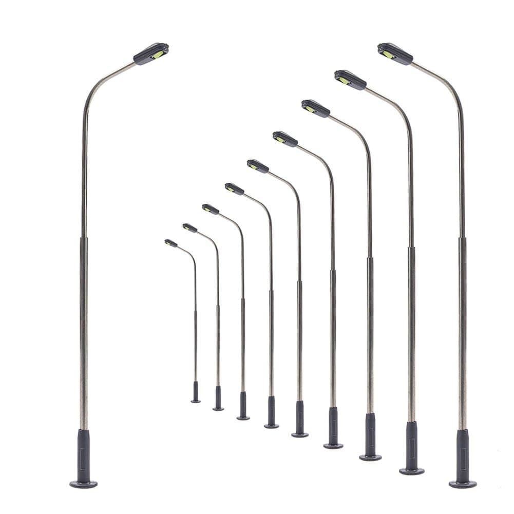 LQS07 10pcs Model Railway Train Lamp Post 7cm or 2.76inch Street Bright White Lights HO TT Scale LEDs New