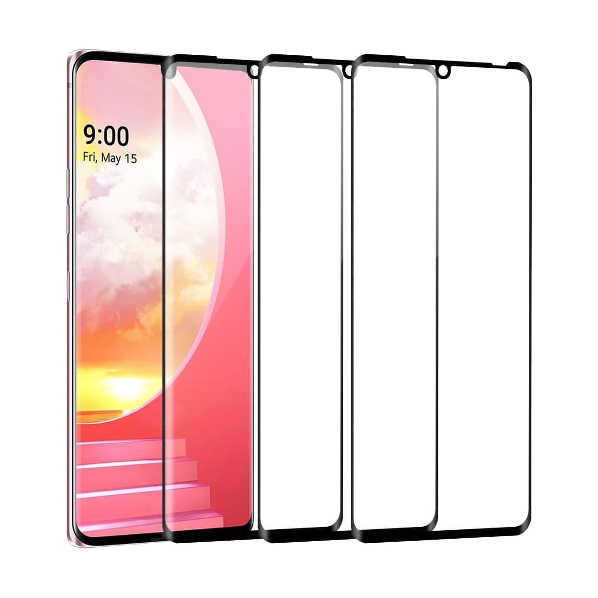 DUNSIHUI 3 Pack Screen Protector for L-G G9/VELVET 5G,Anti-Scratch 9H Hardness Full Coverage For L-G G9/VELVET 5G Black Edges Silk Print Tempered glass Protector Film.