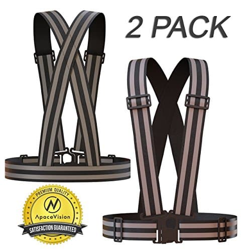 Apace Vision Reflective Vest (2 Pack) | Lightweight, Adjustable & Elastic | Safety & High Visibility for Running, Jogging, Walking, Cycling | Fits Over Outdoor Clothing - Motorcycle Jacket/Gear