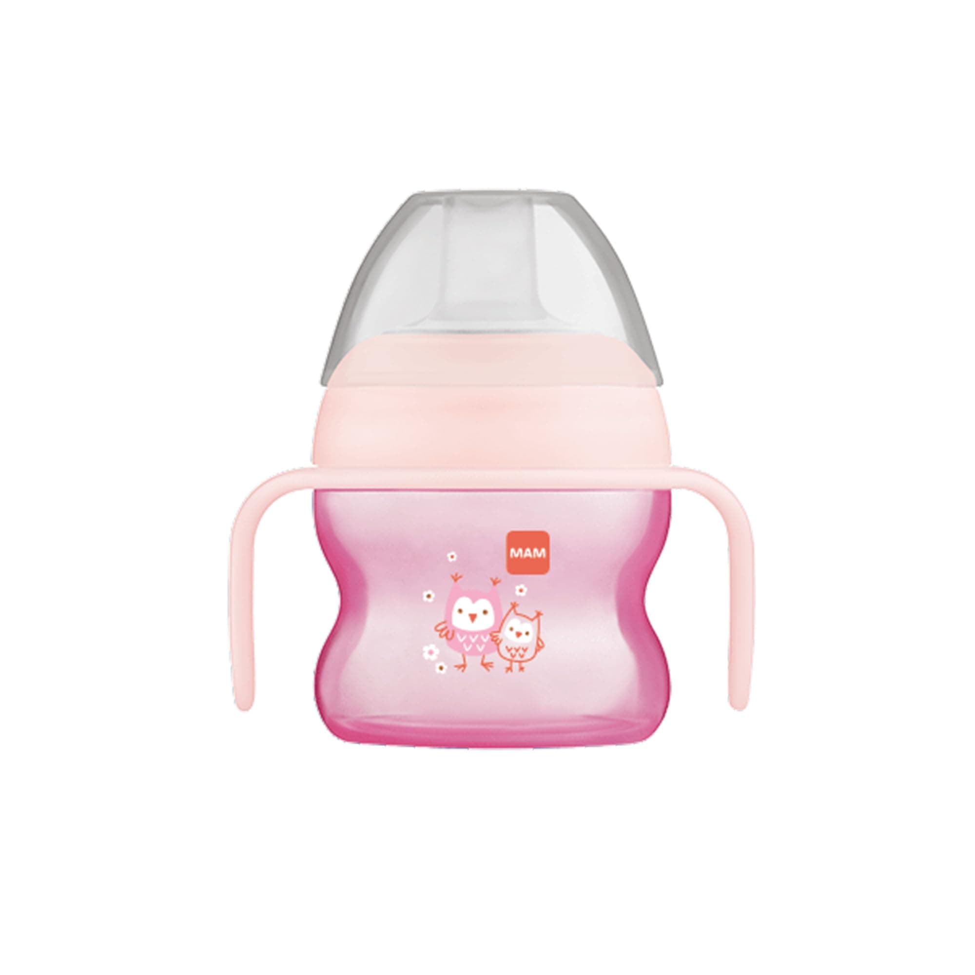 MAM Starter Cup (1 Count), Sippy Cup, Drinking Cup with Extra-Soft Spill-Free Spout and Non-Slip Handles, for Girls 4+ Months, Five Ounces, Pink