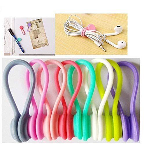 Magnetic Cable Clips,8 Pack Multipurpose Magnetic Cable Organizer, Magnetic Cord Winder Wrap for Headphones/Date USB Cable,Soft Silicone Earphone Cable Cord Organizer