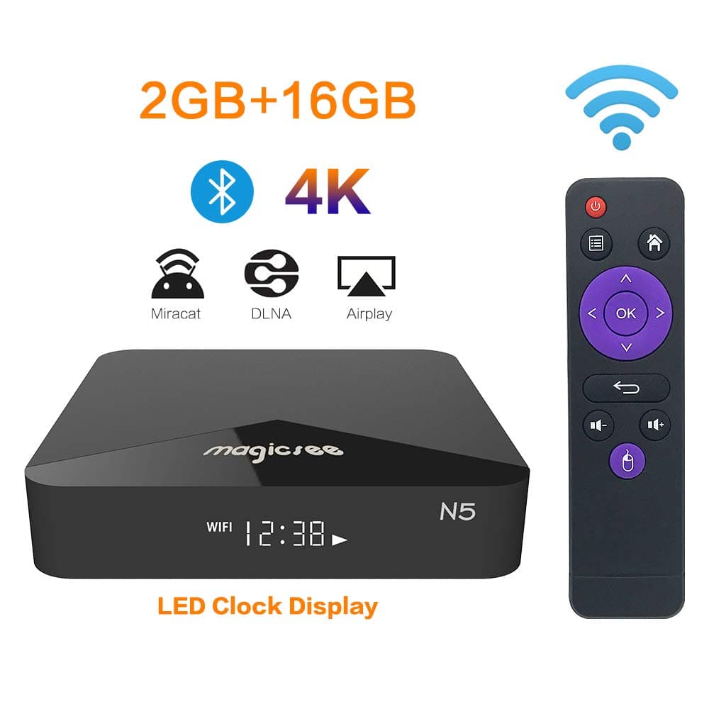Magicsee N5 Android 7.1 TV Box Amlogic S905X Quad Core 2GB 16GB 2.4Ghz WiFi 4K Bluetooth 4.1 HD Smart H.265 Set Top Box