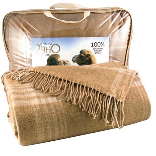 Camel Wool Plaid "Sand Dune" 170 x 200 cm