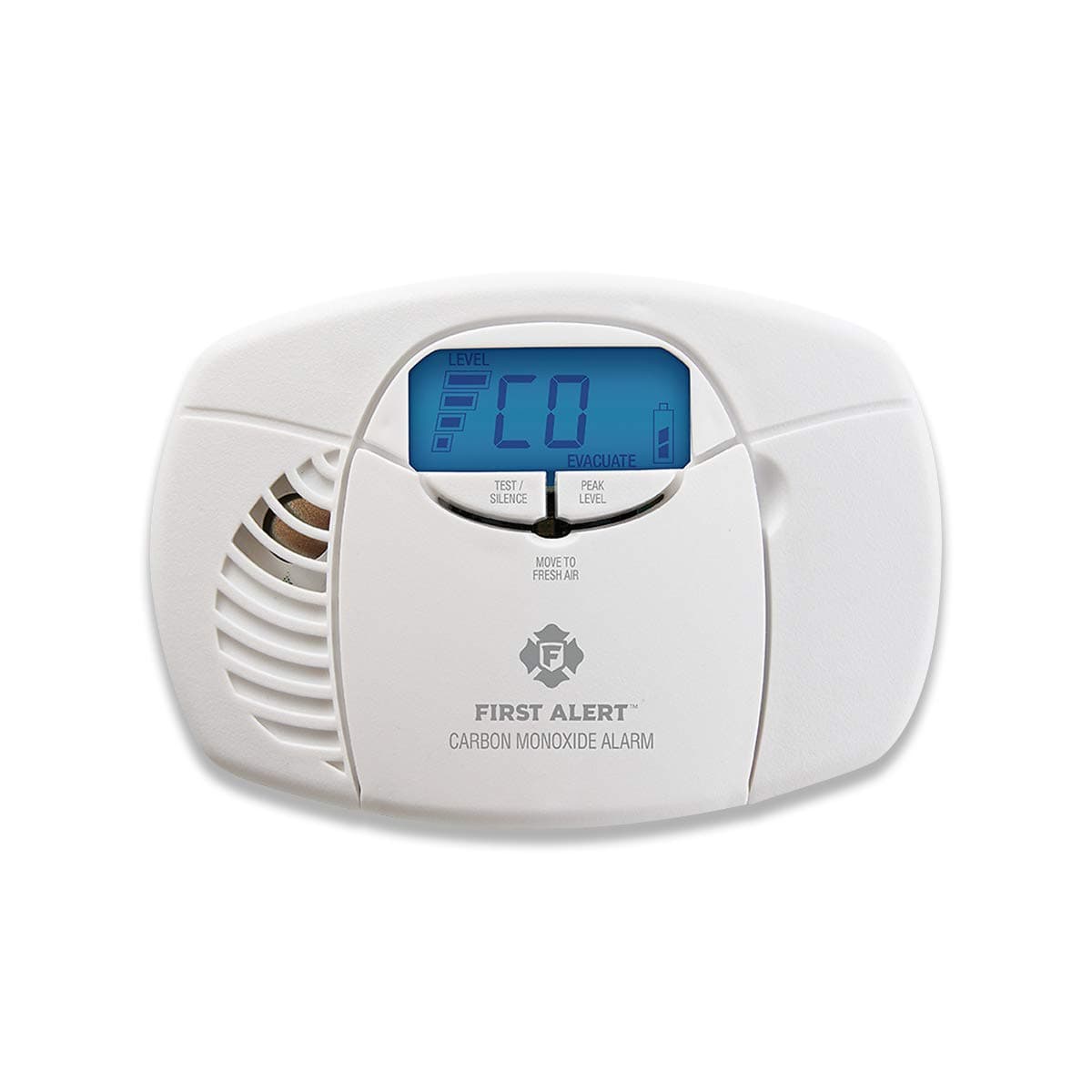 Carbon Monoxide Detector Alarm|No Outlet Required with Digital Display and Peak Memory, Battery Operated, CO410, White