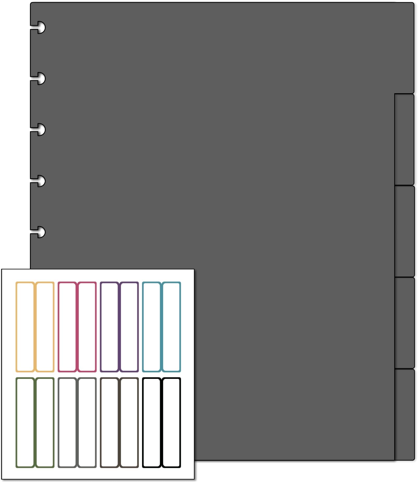 - Classic Poly Tab Dividers for Discbound Notebooks fits Circa, Happy Planner (Black Semi-Transparent, Set of 5)