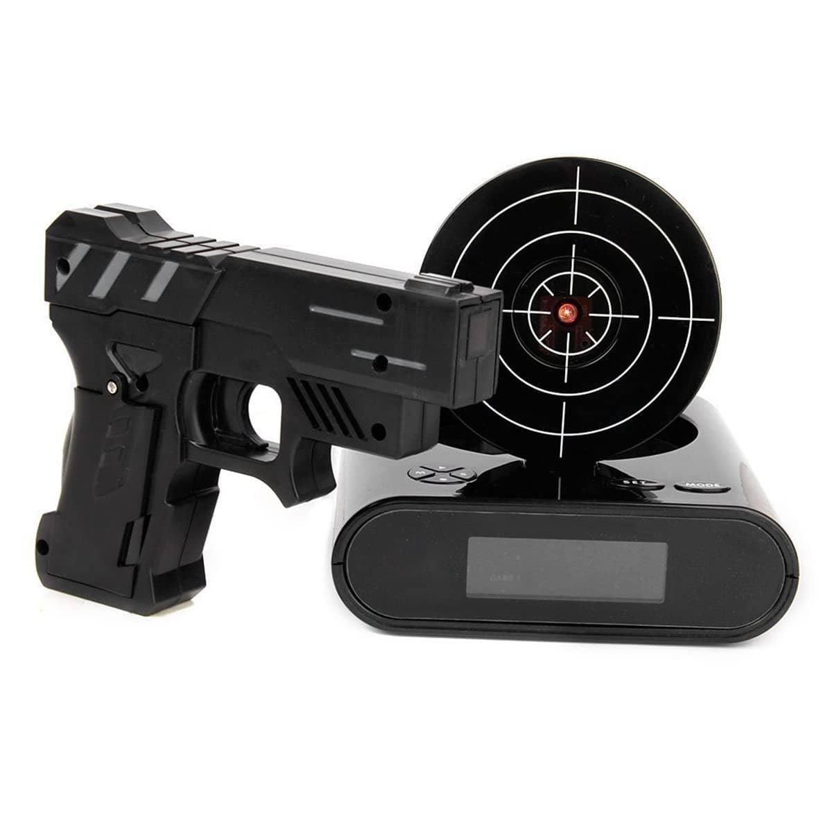 EC VISION Lock N' Load Gun Alarm Clock Target Alarm Clock Creative Clock （Black）