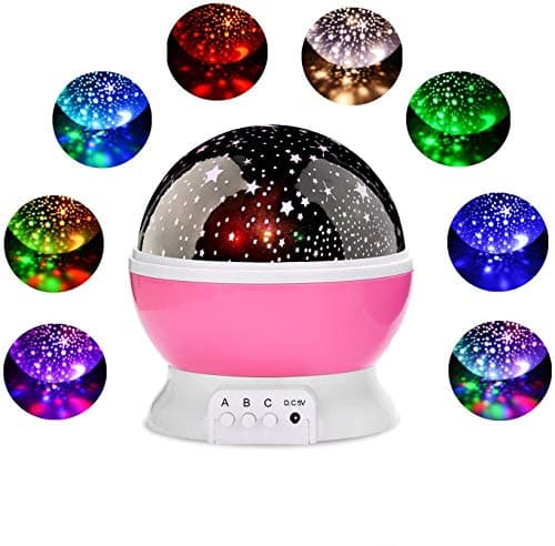 Night Lighting Lamp,Star Light Rotating Projector,360 Degree Romantic Rotating Cosmos Star Projector 4 LED Bulbs 9 Modes for Children Kids Bedroom,The Best Gift for Friends and Family (Pink)