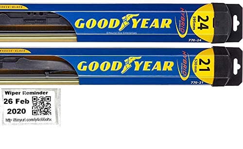 Hybrid - Windshield Wiper Blade Set/Kit/Bundle for 2011-2017 Dodge Charger - Driver & Passenger Blades & Reminder Sticker