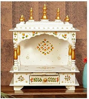 Kamdhenu art and craft Wood Home Temple (18 x 12 x 24 inch, White)